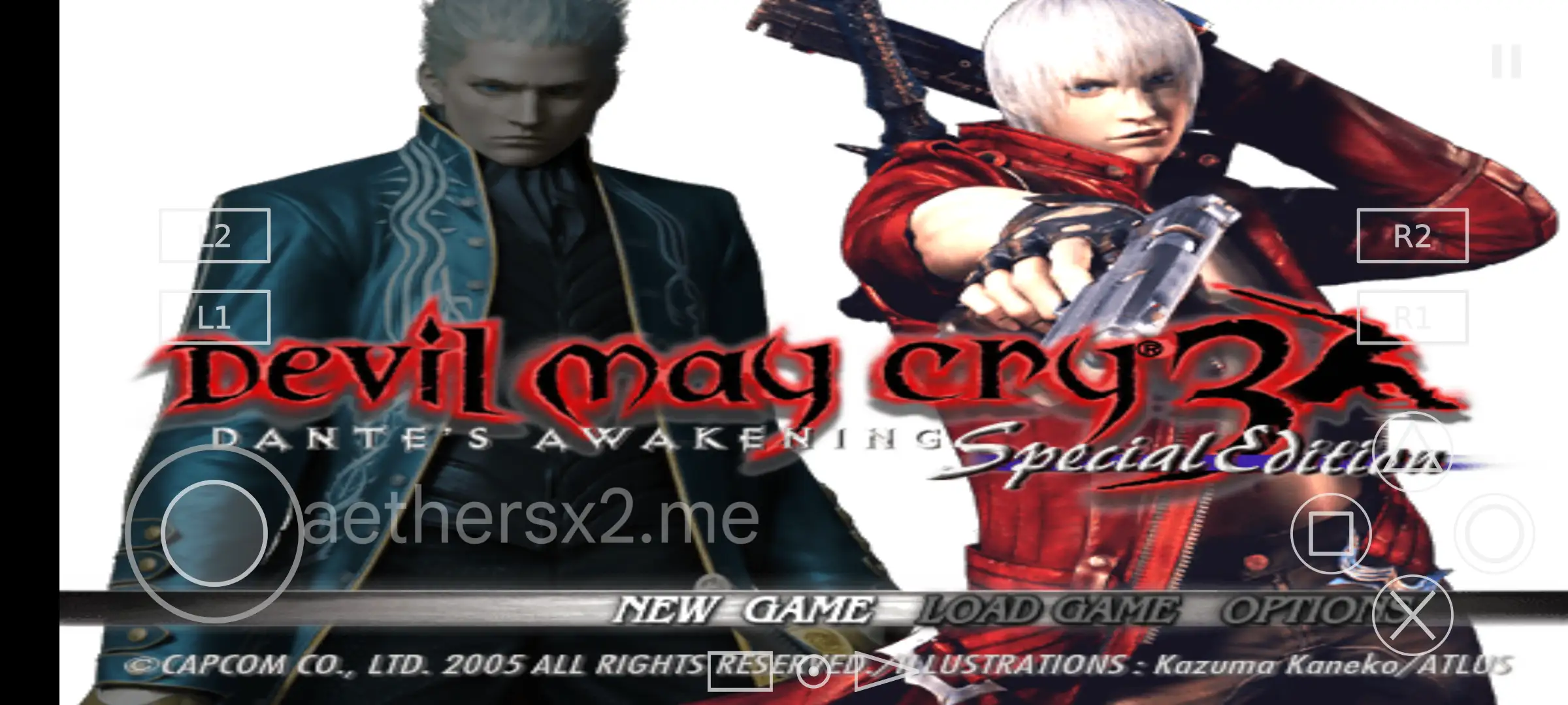 Devil May Cry 3 main view in Aethersx2