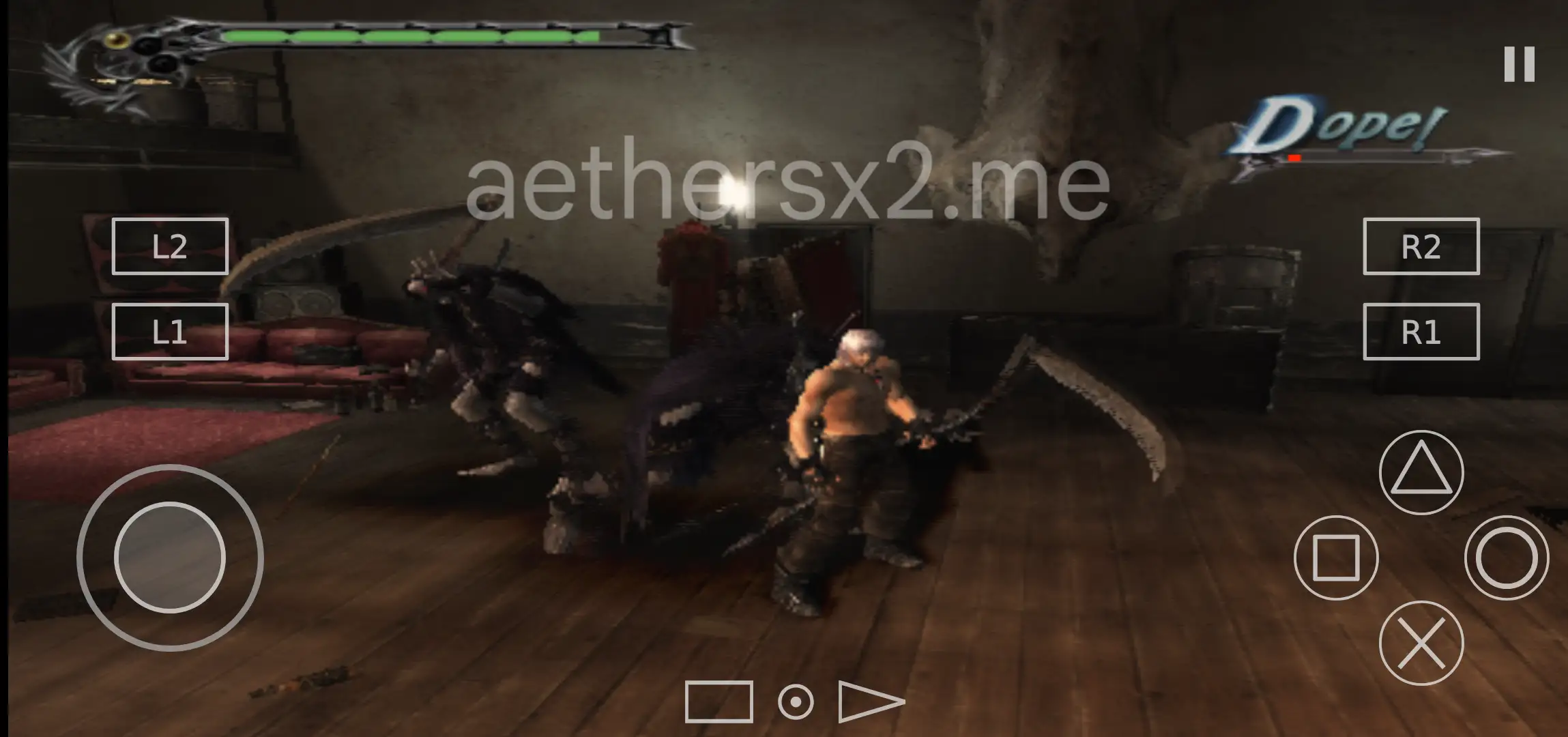 in-game view of Devil May Cry 3 on Aethersx2