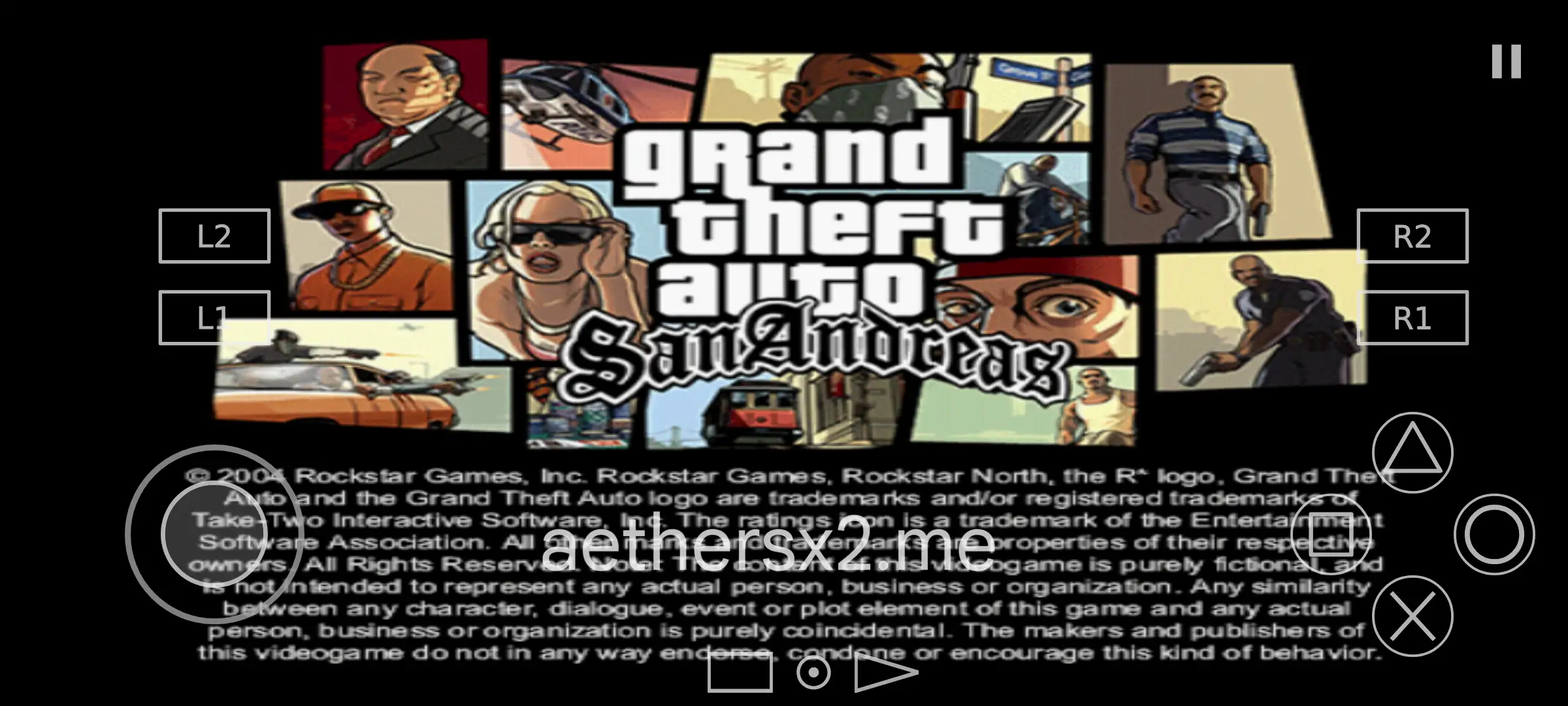 Grand Theft Auto San Andreas main view in Aethersx2
