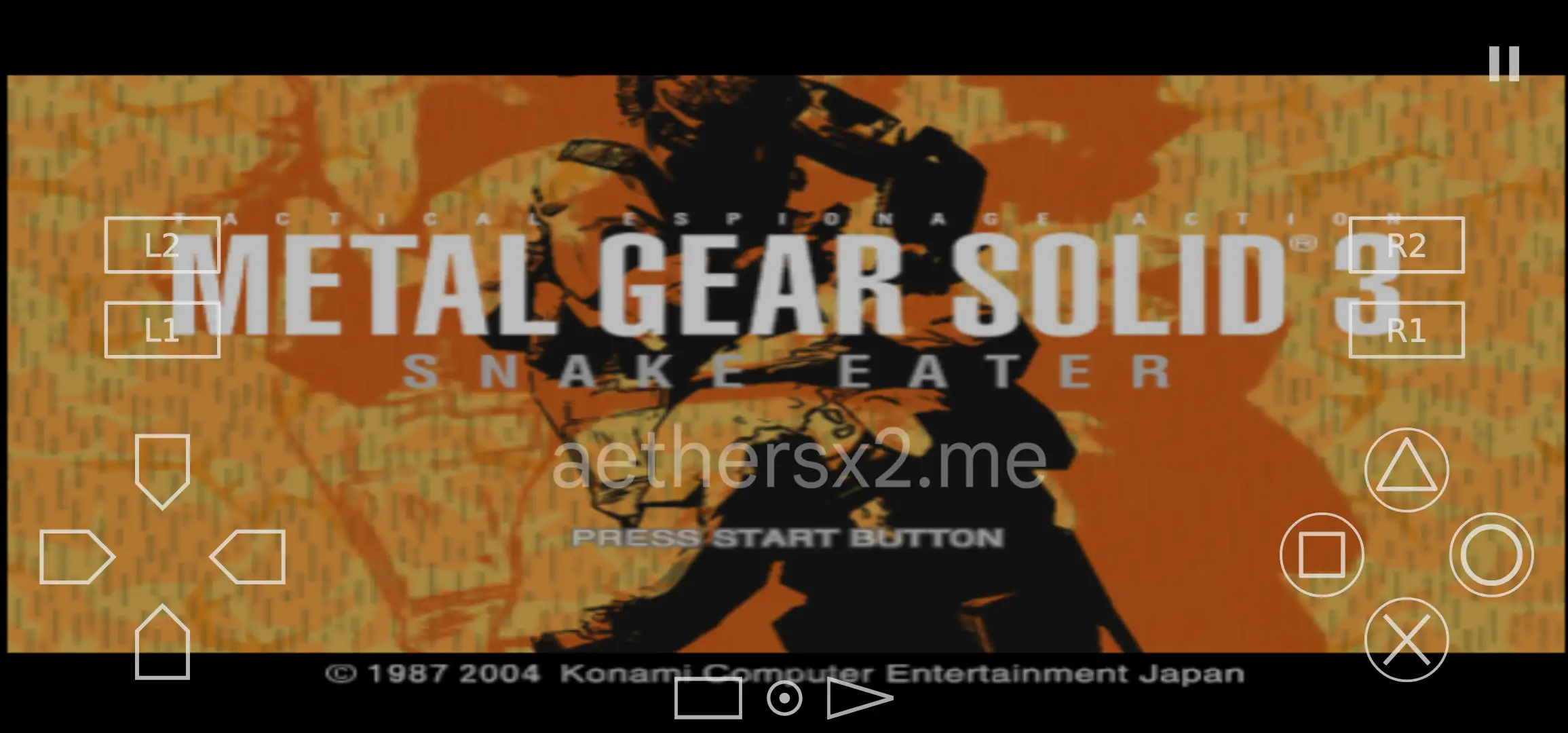 Metal Gear Solid 3 main view in AetherSX2