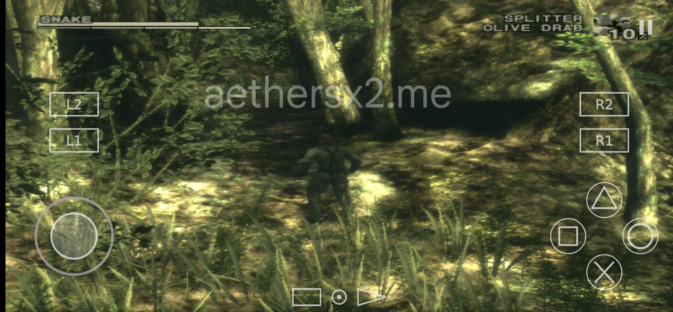 in-game view of Metal Gear Solid 3 on AetherSX2