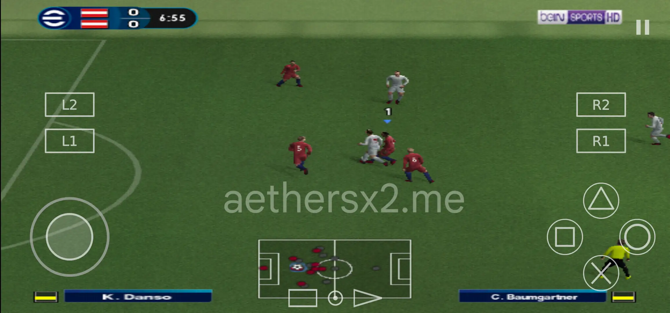 in-game view of pes 2025 on aethersx2