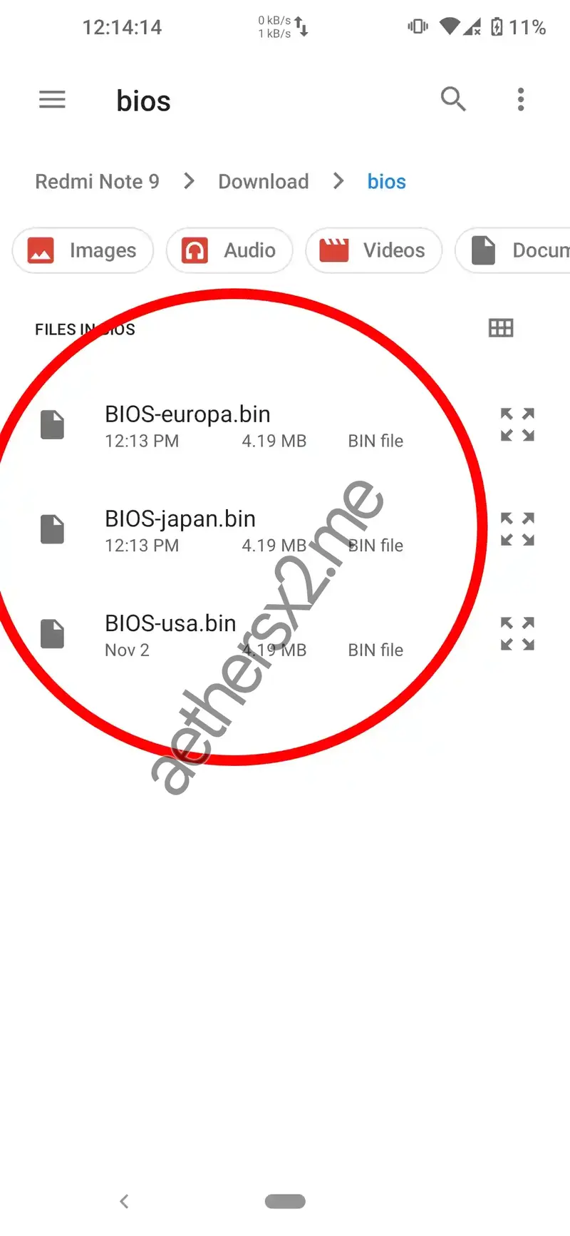 Step 5 AetherSX2 Installation - Select BIOS file from storage